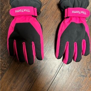 ThxToms Vibrant Pink and Black Kids Gloves